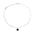 Wholesale Simple Jewelry Square Geometry Black Stone Chain Necklace